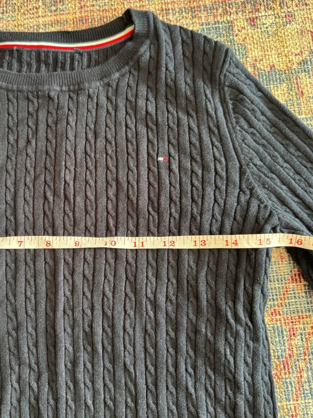 Tommy Hilfiger Navy Cable-Knit Crewneck Sweater - Women's - Picture 2 of 3